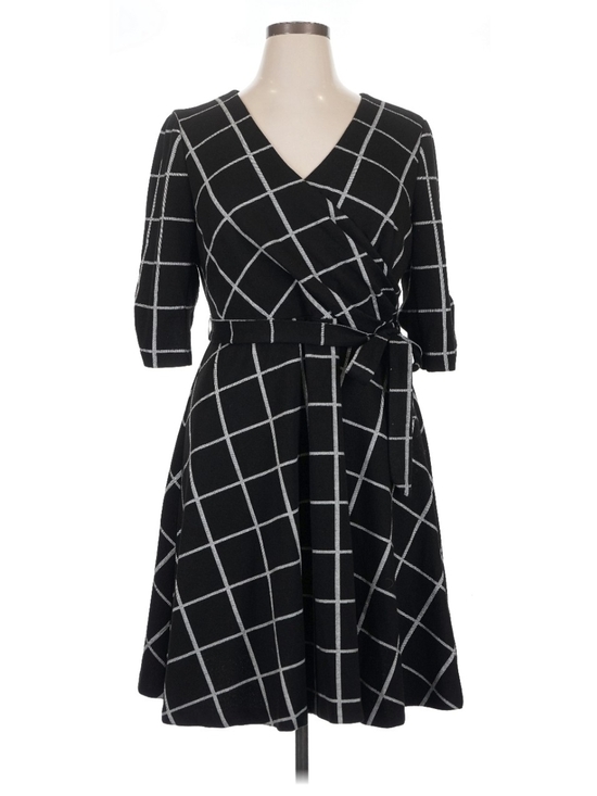 Dkny Dresses & Skirts - NWT DKNY  Black Windowpane Wrap Dress with Belt